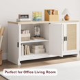 thumbnail image 4 of EDTara Buffet Cabinet,Rattan Accent Storage Cabinet with 4 Doors and Shelf, Modern Console Coffee Bar Cabinet for Dining Room, Kitchen, Living Room, Entryway Home Decor, 4 of 8