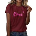 thumbnail image 3 of Camiseta de Manga Corta de Cuello Redondo con Impresión de la Carta para las Mujeres, Casual Diario Y Top de Fiesta, 3 of 4