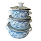 thumbnail image 2 of Olla Esmaltada de 3 Piezas con Tapa, Fondo Plano, Olla Portátil Vintage para Guiso de Frijoles, Utensilios de Cocina para, 2 of 9