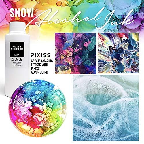 White Alcohol Ink for Resin, Alcohol Ink White Blanco Color 4-Ounce for  Epoxy Resin, Tumblers, Resin Art, Alcohol Ink Paper, White Pigment Ink, 3  Pixiss Needle Tip Applicator Bottles and Funnel 