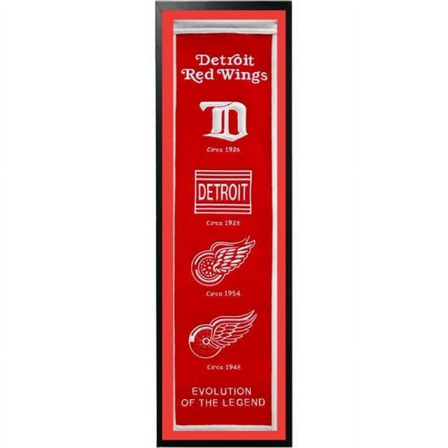 Encore Select 109-65 Detroit Red Wings Logo History Felt Banner - 14 x 37 in.