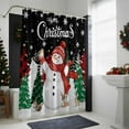 thumbnail image 4 of Christmas Snowman Bathroom Shower Curtain Xmas Snowflake Tree Black Bottom Waterproof Washable Shower Curtains for Bathtub Bath Decor with Grommets and Hook 72 X 72 Inch, 4 of 8