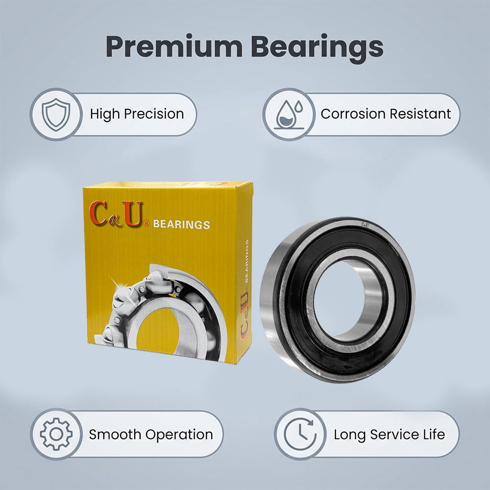 CKU Deep-Groove Ball Bearings 6304-2RS Double 2RS Rubber Sealed Pre-Lubricated Chrome Steel 10-Pack 20x52x15mm