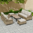 thumbnail image 4 of EAGLE PEAK 6 Piece Wicker Outdoor Patio Furniture Set, Patio Set with 2 Swivel Rocking Chairs, 3 Seat Loveseat Sofa, 2 Ottomans, and Coffee Table, Brown/Gray, 4 of 11