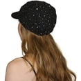 thumbnail image 2 of Rhinestone Studded Bling Beret - Sparkling Dressy Braid Hat for Women Glamorous Party & Event Accessory - Black/SILVER, 2 of 3