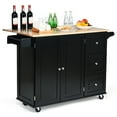 thumbnail image 1 of Gymax Drop-Leaf Kitchen Island Trolley Cart Wood Storage Cabinet w/ Spice Rack Black, 1 of 10