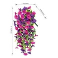 thumbnail image 3 of Artificial Morning Glory Hanging Baskets - 2Pcs UV Fade-Proof Hanging Fake Flowers for Porch, Wall, Courtyard, Balcony - Low Maintenance Home Garden Decor (Puper), 3 of 8