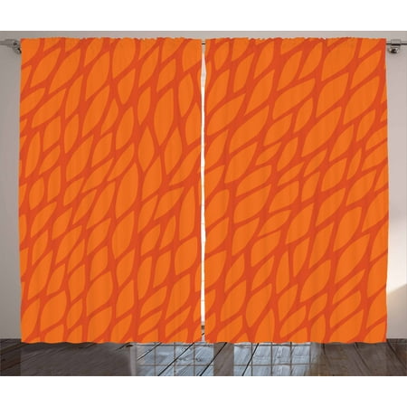 Burnt Orange Curtains 2 Panels Set Abstract Foliage Leaves Pattern Sketch Nature Growth Composition Window Drapes For Living Room Bedroom 108w X