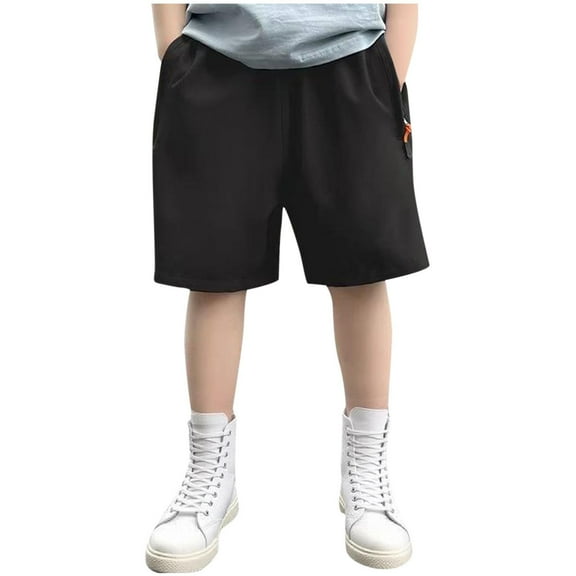 LNWUY (3-14 Years ) Boys Casual Shorts Elastic Summer Thin Five Ice Silk Pants Shorts Outside Pants Black 12 Years