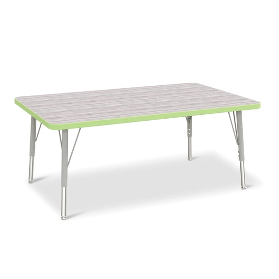 Rectangle Activity Table - 30" X 48", E-height - Driftwood Gray/Key Lime/Gray