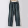 thumbnail image 5 of MIXUE Jeans For Women Solid Color Fashion Loose Button Pocket Washed Polished Waist Ripped Trousers Holiday Wear,Blue,S, 5 of 9