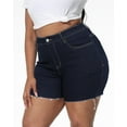 thumbnail image 5 of Gocolloa Women Plus Size Jean Shorts Stretchy High Waisted Frayed Raw Hem Denim Shorts Dark Blue 22W, 5 of 5