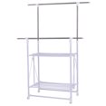 thumbnail image 1 of Gymax Double Rail Garment Rack Folding Adjustable Rolling Clothes Hanger w/ 2 Shelves, 1 of 7