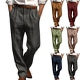 thumbnail image 1 of QATAINLAV Work Pants for Men Casual Button Zipper Loose Wide Leg Pants Solid Straight Trousers with Double Pleated Front Pockets Today Prime Sales Coffee 3XL, 1 of 6