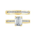 thumbnail image 2 of 3.00 CT Emerald & Round Cut White Cubic Zirconia Bridal Ring set In 14K Yellow Gold Plated 925 Sterling Silver (Color: White, Clarity: VVS1-VVS2, 3.00 Cttw) -7, 2 of 6