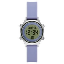 Time and Tru Women's Digital Wristwatch: Silver Tone Round Case, Lavender Soft Silicone Band (FMDOTT068)
