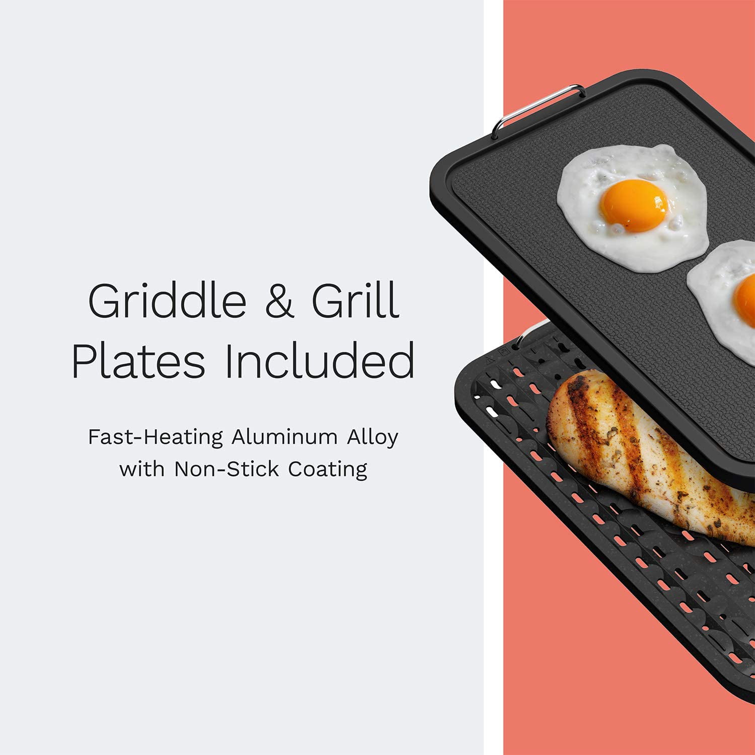 1500 Watt Nonstick Cooking Surfaces anmas rucci Smokeless Electric Indoor Removable Grill and Griddle Plates 