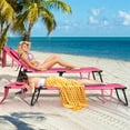 thumbnail image 4 of Topcobe Beach Chaise Lounge Chair with Face Hole and Removable Pillow, Outdoor Patio Furniture for Garden Backyard Pool Deck-Hot Pink, 4 of 9