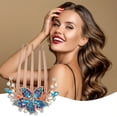 thumbnail image 7 of Unique Bargains Women Rhinestone Inlaid Flower Hair Comb Hair Accessory Hair Side Comb Clips  Rhinestone Head Pieces Sky Blue, 7 of 7