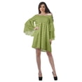 thumbnail image 3 of Moomaya Olive Green Womens Off Shoulder Summer Beach Dress Cotton Vacation Dress With Bell Sleeves - XL, 3 of 7