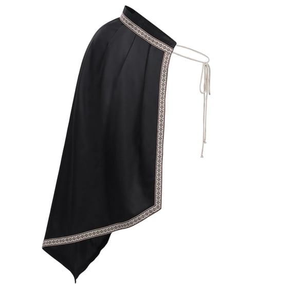 WRFWUL Mens Medieval Renaissance Half Cape Cloak Halloween Cosplay Knight Pirate Party Outfit with Tie
