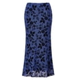 thumbnail image 2 of Blue Womens High Waisted Floral Print Bodycon Midi Skirt With Fish Tail Hem, 2 of 4