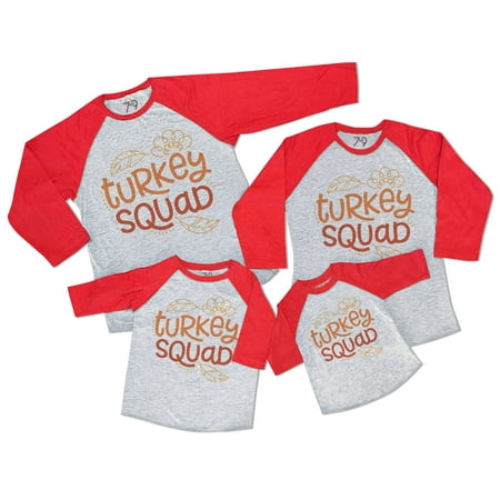 

7 ate 9 Apparel Matching Family Happy Thanksgiving Shirts - Turkey Squad Shirt Red Shirt 2T