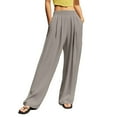 thumbnail image 2 of Lounge Pants Womens Wide Leg Pants Women's Casual Pants High Waisted Wide Leg Trousers with Crinkle Design for Outdoor Sports and Daily Comfort, 2 of 5