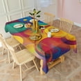 thumbnail image 3 of Colorful Circular Pattern Rectangle Tablecloth 60"x120",Waterproof Polyester Rectangle Table Cloth, Wipeable Spillproof Polyester Tablecloth for Dining, Camping, Indoor and Outdoor, 3 of 5