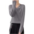 thumbnail image 2 of ClodeEU Women's Lightweight V Neck Long Sleeve Knit Top ,Casual Comfort Pullover Blouse ,Women's Plus XL, 2 of 6