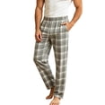 thumbnail image 3 of Zenithor Men's Pajama Pants Soft Comfortable Plaid Sleeping Bottoms Drawstring Elastic Waist Loungewear Winter Warmth S-XL Gray, 3 of 7