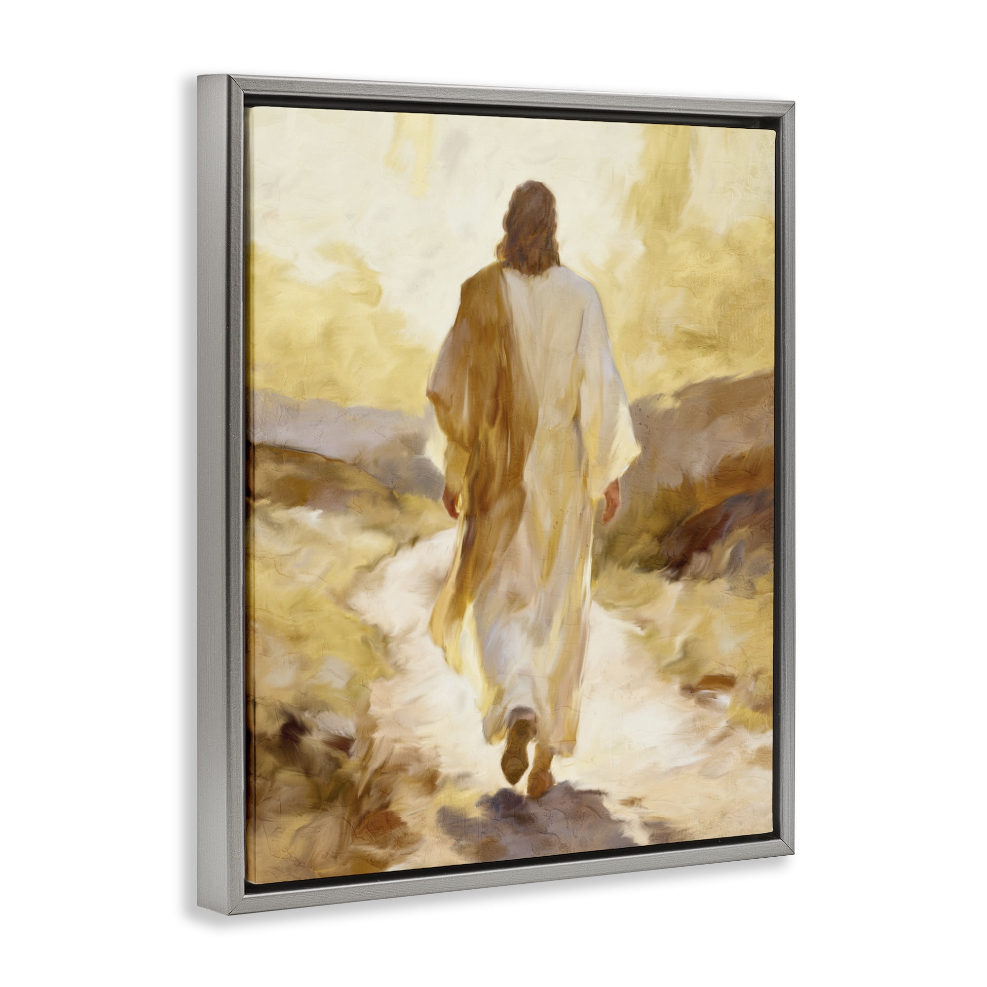 Stupell Industries Walk By Faith Sunset Gray Framed Floater Canvas Wall Art, design by Kim Allen