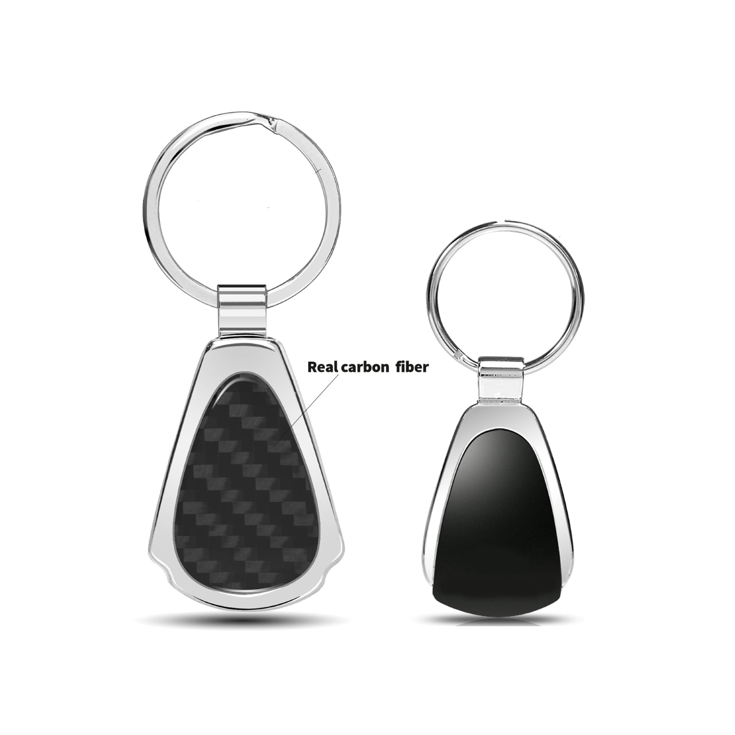Nissan Name Real Black Carbon Fiber Gunmetal Gray Metal Teardrop Key Chain