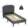 thumbnail image 2 of Costway Twin Upholstered Platform Bed Frame Linen Headboard Mattress Foundation, 2 of 10