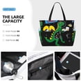 thumbnail image 3 of Kdxio Space Dino Cartoon Black for Beach Bag for Women Large Beach Tote Bag Waterproof Sandproof Swim Bag with Zipper Pockets Beach Vacation Travel, 3 of 7