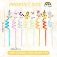 thumbnail image 2 of 8PCS Colorful Reusable Drinking Straws Farm Party Favors Party Decorations Animals Plastic Straws Safari Jungle Birthday Twisty Straws, 2 of 7