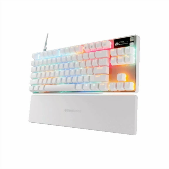 SteelSeries Apex Pro TKL Gen 3 White OmniPoint 3.0 Switches — Adjustable Actuation — Rapid Trigger — Game-Ready Presets — Protection Mode — Rapid Tap/SOCD — OLED — RGB — PBT Keycaps — USB-C