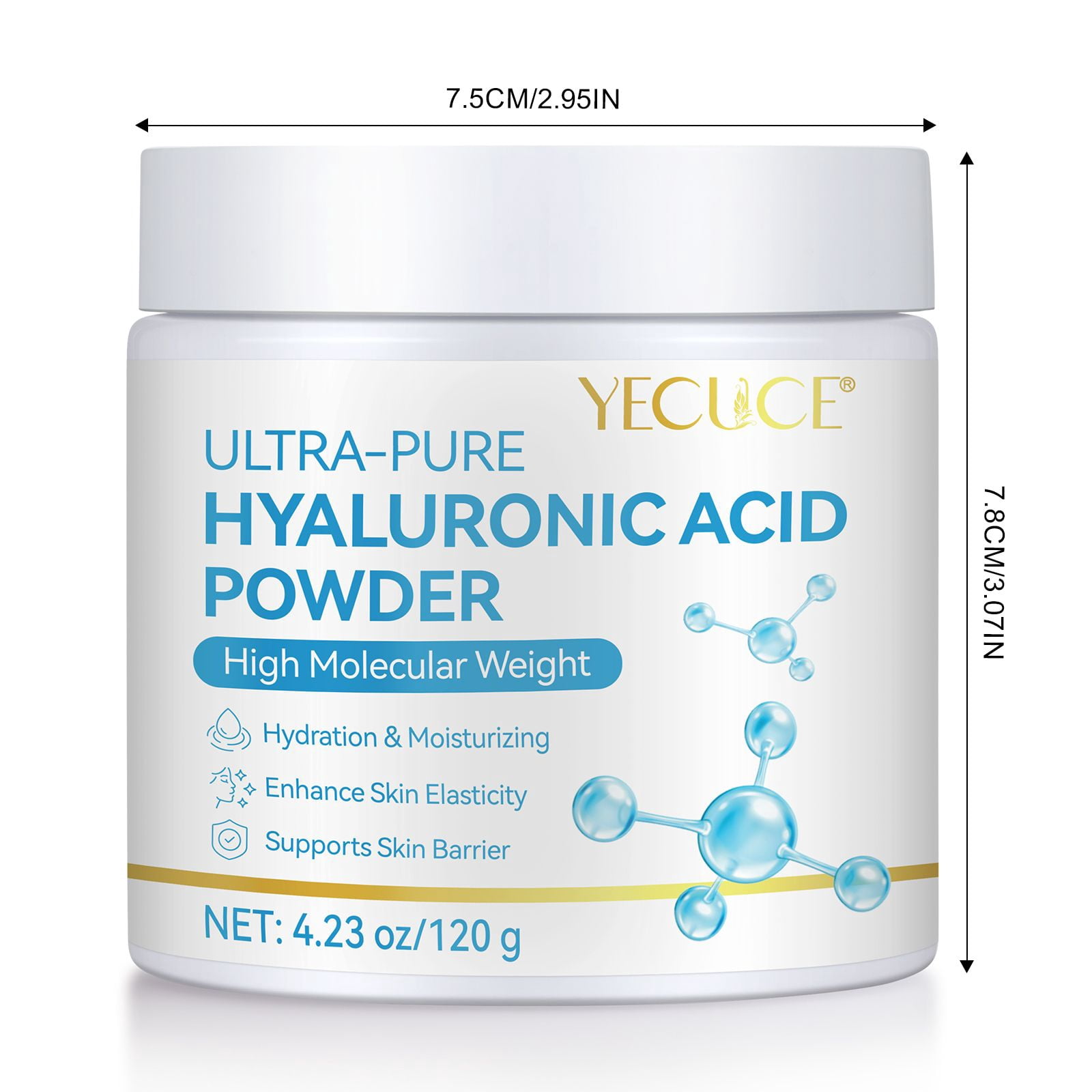 2-Pack Hyaluronic Acid Serum Powder, Hydration & Moisturizing, for Anti-Aging, Helps Replenish Moisture, 100% Natural, Water Soluble
