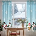 thumbnail image 3 of Christmas Snowman Sheer Curtains 108 Inches Long, Teal Blue Xmas Tree Winter Snowflakes Light Filtering Window Curtains for Living Room, Rod Pocket Voile Sheer Curtain Drapes, 52"Wx108"L, 2 Panels, 3 of 9