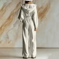 thumbnail image 4 of QQZ Wide Leg Hooded Jumpsuit For Women, Zip Front Elastic Waist Corduroy Casual Jumpsuit For Loungewear Vacation Daily Wear, 4 of 5
