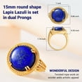 thumbnail image 3 of Promise Rings for Her - Birthstone Jewelry Statement Ring Size - 9 ION 18k Gold Plated Lapis Lazuli Unique Birthday Christmas Gifts for Women, 3 of 6