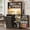 Dark Rustic Oak, variant on ANPOO Farmhouse Kitchen Bakers Rack with 10 Gallon Tilt Out Trash Can Cabinet, Pantry Cabinet with LED Light, Power Outlet, Storage Shelf, 6-Tiers Tall Coffee Bar with Hutch for Kitchen Living Room