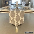 thumbnail image 3 of The HomeCentric Luxury Silver 8 - 10 Seater Table Runner 14 x 120 inch, Embroidery, Foil, Beaded, Tassels, Jacquard, Paisley, Table Runner for Dining, Outdoor, Kitchen, Contemporary - Paisley Sparkle, 3 of 10