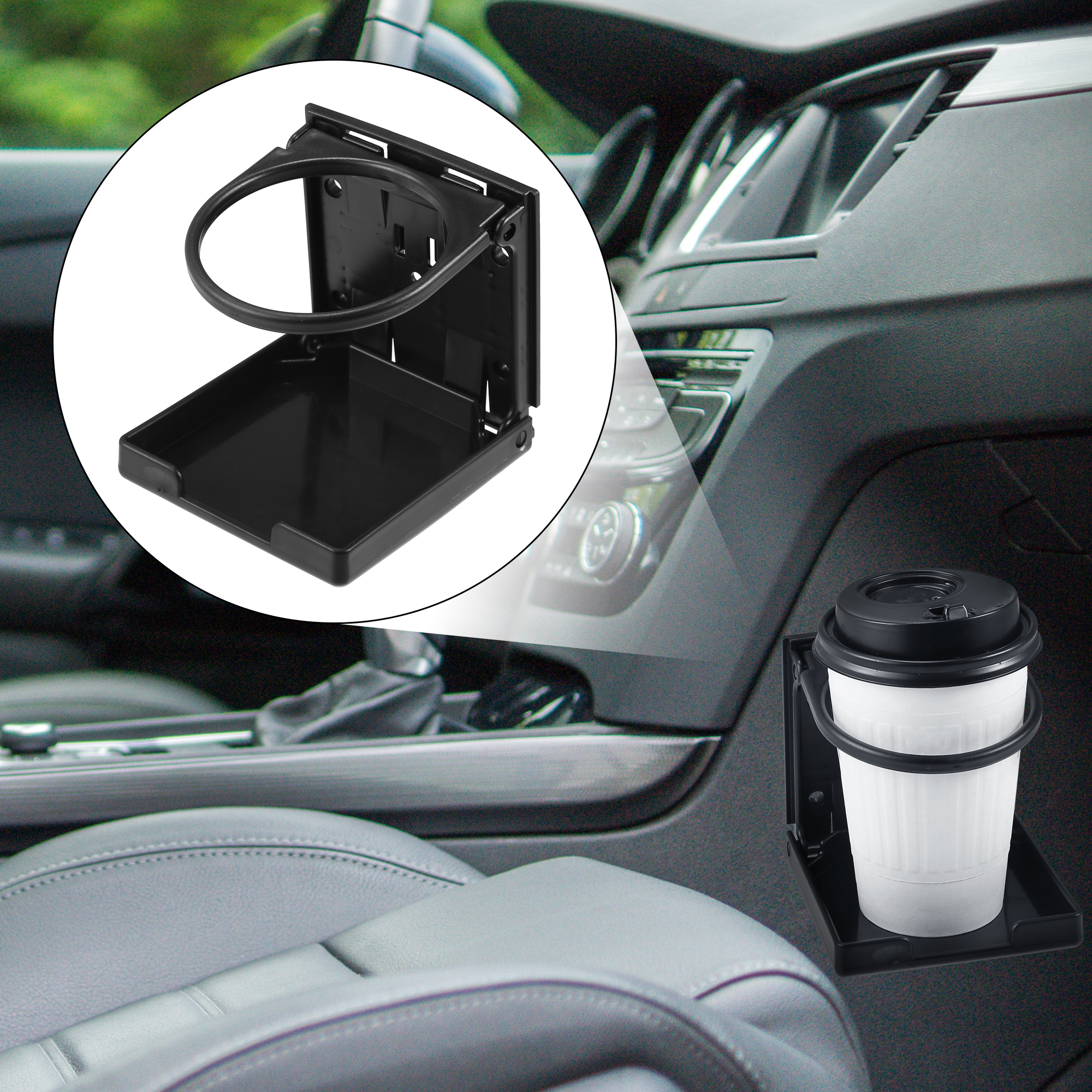 Unique Bargains 2pcs Black Folding Drink Cup Holder for Car and Boat Use