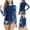 22Blue, variant on Swimsuit for Women Rash Guard Long Sleeve Crew Neck Wetsuit 2 Piece Uv Upf 50+ Swim Shirt Bathing Suit with Shorts Bottom