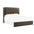 thumbnail image 1 of Benjara BM228551 Wooden Bed with Button Tufted Upholstered Headboard, Gray & Brown - Queen Size, 1 of 5