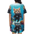 thumbnail image 4 of Womens Pajama Sets With Pocket, Underwater Diving Cat Lounge Sets Short Sleeve Sleepwear PJ Sets for Women, 4 of 6