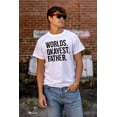 thumbnail image 3 of Worlds Okayest Father Funny Dad Gift Men's Graphic T Shirt Tees Brisco Brands X, 3 of 5