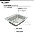 thumbnail image 2 of Houzer Glowtone 25 in Stainless Steel Topmount 4-hole Single Bowl 8 in Deep Kitchen Sink - 2522-8BS4-1, 2 of 5