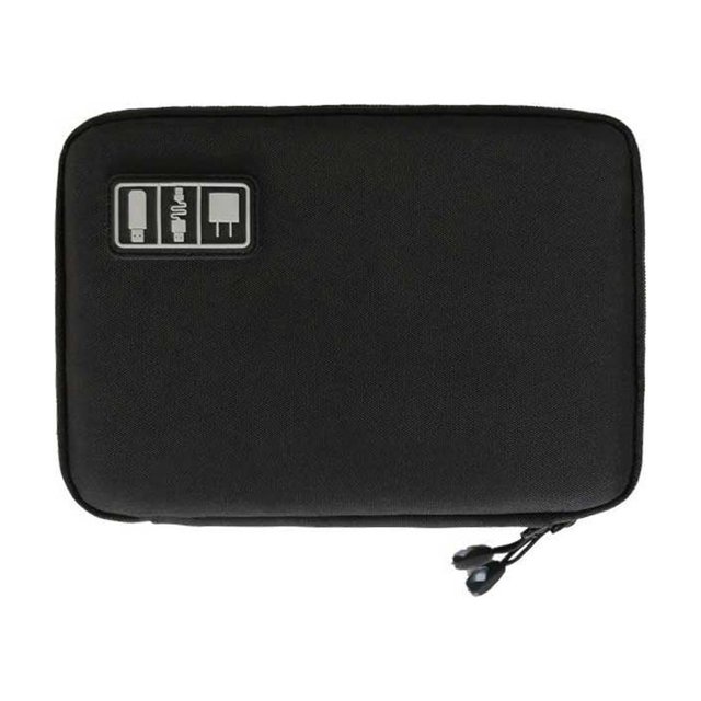 Sonducket Organizador de cables de datos de nailon, Cable de carga Rectangular con múltiples ranuras, cargador, lector de tarjetas, bolsa de Viajes, Equipaje y Accesorios Varios Negro